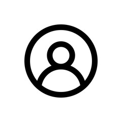 Poster - Illustration of a simple user icon with a circle around the head and shoulders in black and white color scheme