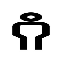 Poster - Stylized human figure with rounded head and rectangular body in black and white minimalist design style