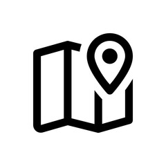 Poster - A simple black and white icon of a folded map with a location pin marking a specific destination spot