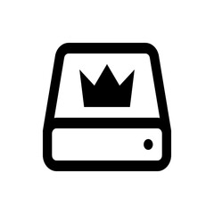 Poster - Black and white hard drive icon with a crown on top symbolizing data storage and security concept design