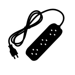 Poster - Power strip surge protector extension cord electrical outlet adapter plug vector image design