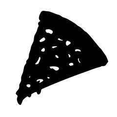 Poster - Isolated black pizza slice vector illustration for pizzeria menu and food delivery service logo