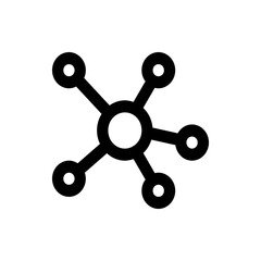 Poster - Illustration of a network connection with a central node and five connected circular endpoints exactly