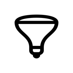 Poster - Illustration of a black outline of a lightbulb with a wide top and a small rounded base on a white background
