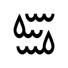 Poster - Illustration of two water droplets and two wavy lines in a simple black and white design style image