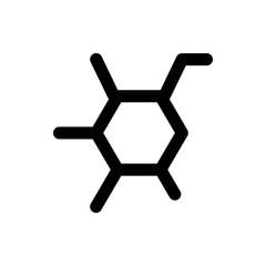 Poster - Illustration of a chemical structure with a central hexagon and extending bonds in black lines on white