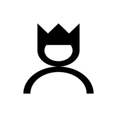 Poster - Black and white minimalist design of a person with a crown composed of simple geometric shapes and lines