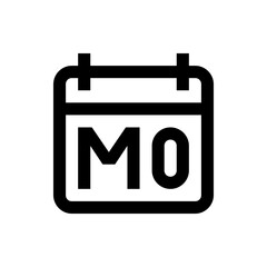 Poster - Iconic depiction of a calendar page displaying the abbreviation mo representing monday in black color