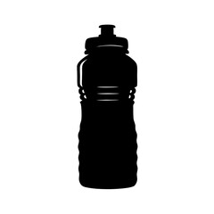 Leinwandbilder - Black silhouette of reusable water bottle for sports and fitness hydration vector illustration