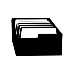 Poster - Black and white index card file cabinet vector for data organization and information storage management