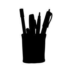 Leinwandbilder - Find black silhouette of pen and pencil holder for desk organization and office supplies storage