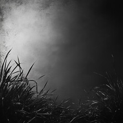 Poster - Silhouetted Grass Against a Dark Hazy Sky