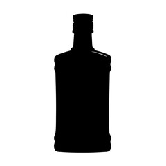 Poster - Black silhouette of a liquor bottle vector illustration for alcohol beverage design and bar concept
