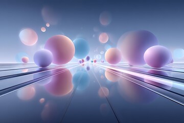 Poster - Abstract 3D Pastel Spheres Floating Above Reflective Surface