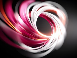 Poster - Abstract Swirling Pink White Orange Lines Dark Background Dynamic Motion Design