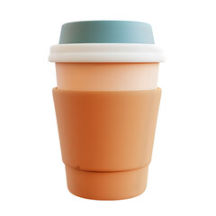 Fototapete - Digitally rendered, isolated image of a coffee cup with a protective sleeve, presented in a stylized and visually appealing manner.