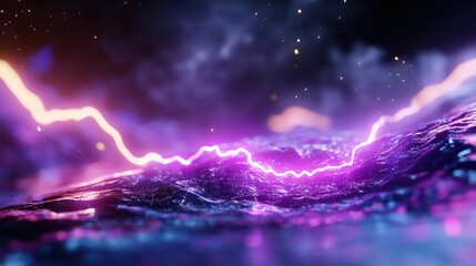 Aufkleber - purple glowing wave swirls with fast-moving neon lines, digital highway motion, futuristic tech vibe