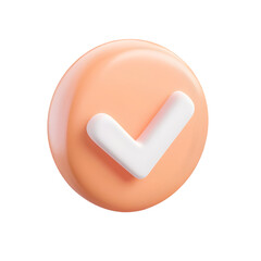 Poster - Vibrant, 3D rendered checkmark icon, displayed in a peachy orange hue, and against a multicolored backdrop.