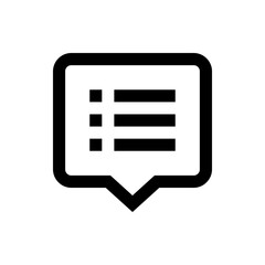 Poster - Black and white message bubble with rounded corners containing horizontal lines and square bullets inside