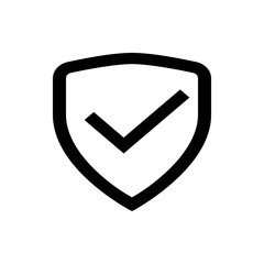 Poster - Illustration of a black outline shield with a checkmark inside representing security and validation symbol