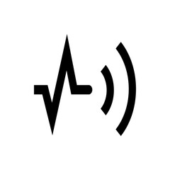 Poster - Black sound wave icon with sharp peaks and curved lines on a white background in a simple graphic style