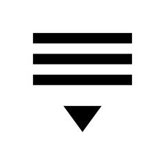 Aufkleber - Three horizontal lines stacked above a downward pointing triangle on a white background in simple black and white