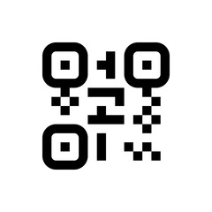 Poster - Illustration of a qr code with square elements and a black and white color scheme on a white background design