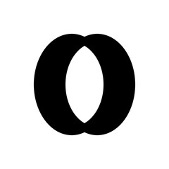 Poster - Two overlapping black circles creating an oval shape in the center on a white background design graphic