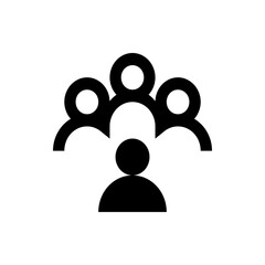 Poster - Silhouette illustration of a group of people with one person in front and three behind in black