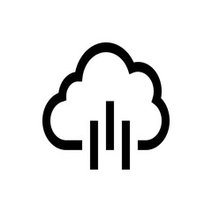 Poster - Black outline of a cloud with three vertical bars underneath representing data or connection, simple design
