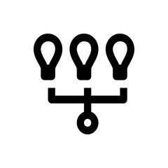 Poster - Three bulb shapes connected to a central node through a horizontal bar in a simple black icon