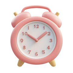 Fototapete - Rendered image of a small, pink alarm clock with simple white numbers.  The design is eye-catching and has a cheerful aesthetic.