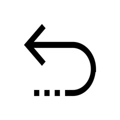 Aufkleber - Black arrow pointing left with a curved tail and dotted line at the bottom on a white background view
