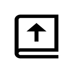 Poster - Book icon with an arrow pointing upwards in black outline style indicating upload or navigation direction sign