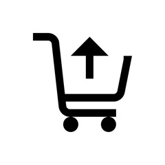 Poster - Black shopping cart with arrow pointing up indicating uploading or adding items to the cart symbol icon