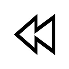 Aufkleber - Depicting a rewind symbol composed of two left pointing arrowheads in bold black outline against white