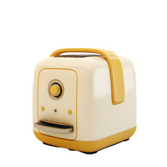 Poster - Digital image of a retro-style square toaster, rendered in pastel colors with yellow accents.  The toaster is presented in an isolated and modern design.