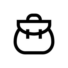 Poster - Illustration of a simple black outline of a satchel bag with a handle and two clasps in a vector format