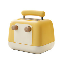 Poster - Small, bright yellow toaster design, presented in a  illustration style.  The toaster is front-facing, featuring a simple rectangular shape.