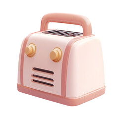 Poster - Rendered image of a blush pink toaster with vintage design elements and a modern aesthetic.