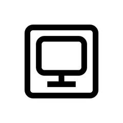 Poster - Illustration of a desktop computer with a square border and rounded corners in black and white color scheme