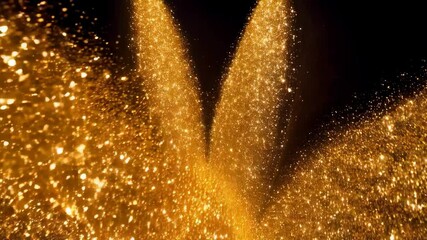 Wall Mural - abstract shimmering gold glitter particles cascading downwards in a dynamic and vibrant explosion on