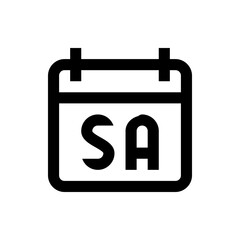 Poster - Black outline of a calendar icon with the letters sa indicating saturday on a white background icon design