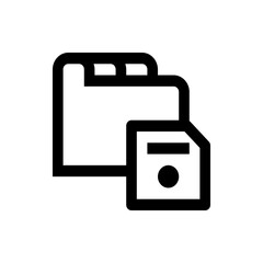 Poster - Illustration of a folder icon with tabs and a document icon with a circle and line symbol overlaying it