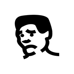 Poster - Illustration of a stylized man's face with dark hair, mustache, and beard in black and white color scheme