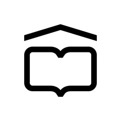 Poster - Stylized open book icon with a roof like shape above it symbolizing knowledge and learning concept