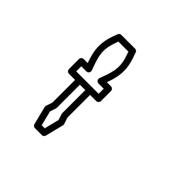 Poster - Illustration of a black outline screwdriver with a handle and a flat head on a white background tool icon
