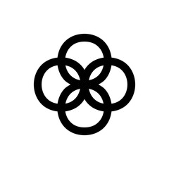Poster - Interlocking circles forming a cloverleaf pattern in black and white minimalist design concept artwork graphic