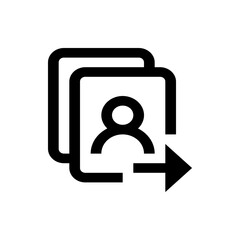 Poster - Black and white icon depicting two documents with a person icon and an arrow pointing to the right side