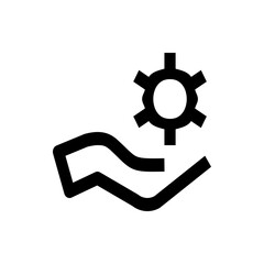 Poster - A graphical representation of a hand holding a gear, depicted in a simple, minimalist black and white style